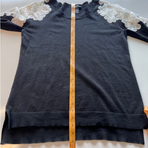 INC International Concepts Black/White Lace Detail Scoop Neck Sweater- L - Picture 6 of 8